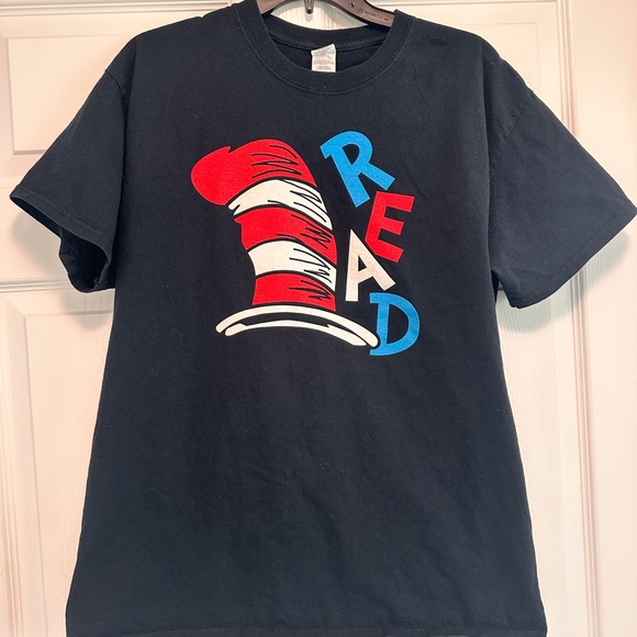 Gildan Tops - Gildan Black Tee with Red and Blue Graphic